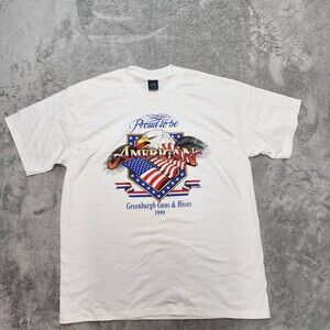 Proud To Be An American T-Shirt Flag Eagle Patriotic Greenburgh Guns & Hoses XL